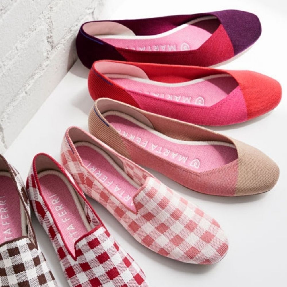 Rothy's Marta Ferri Women's Pink and Red Flats View 2